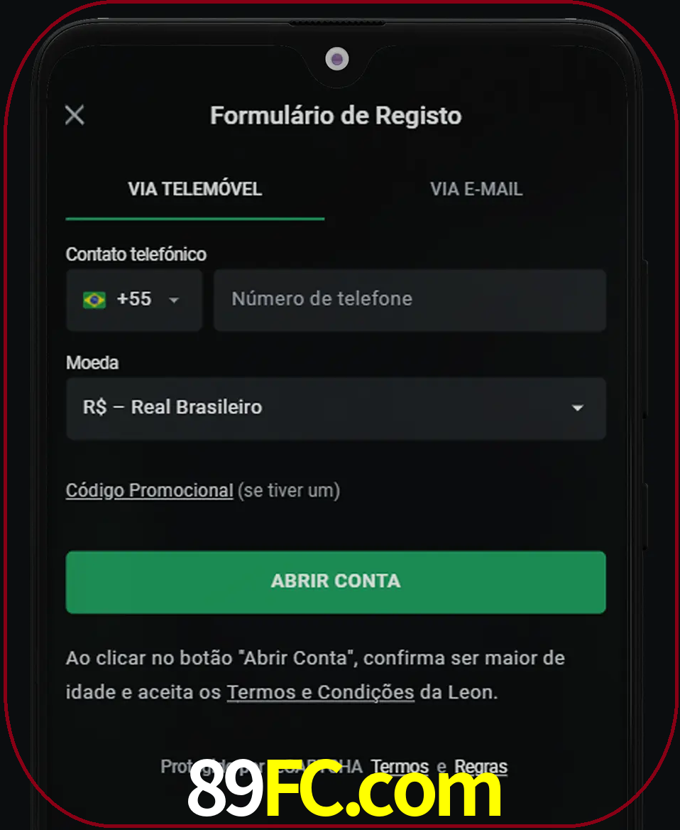 Abra o aplicativo e inicie o processo de registro.